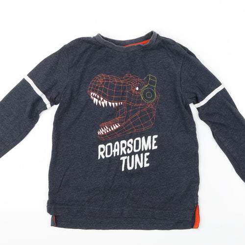 Very  Boys Blue   Basic T-Shirt Size 5-6 Years  - Dinosaur