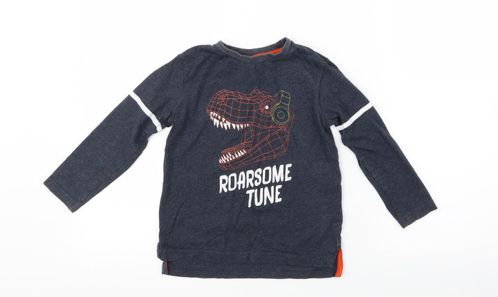 Very  Boys Blue   Basic T-Shirt Size 5-6 Years  - Dinosaur