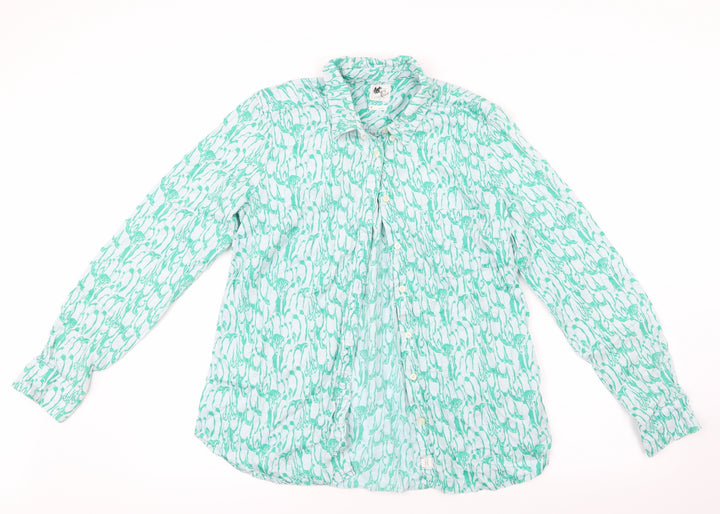Gap Womens Green Geometric  Basic Button-Up Size M
