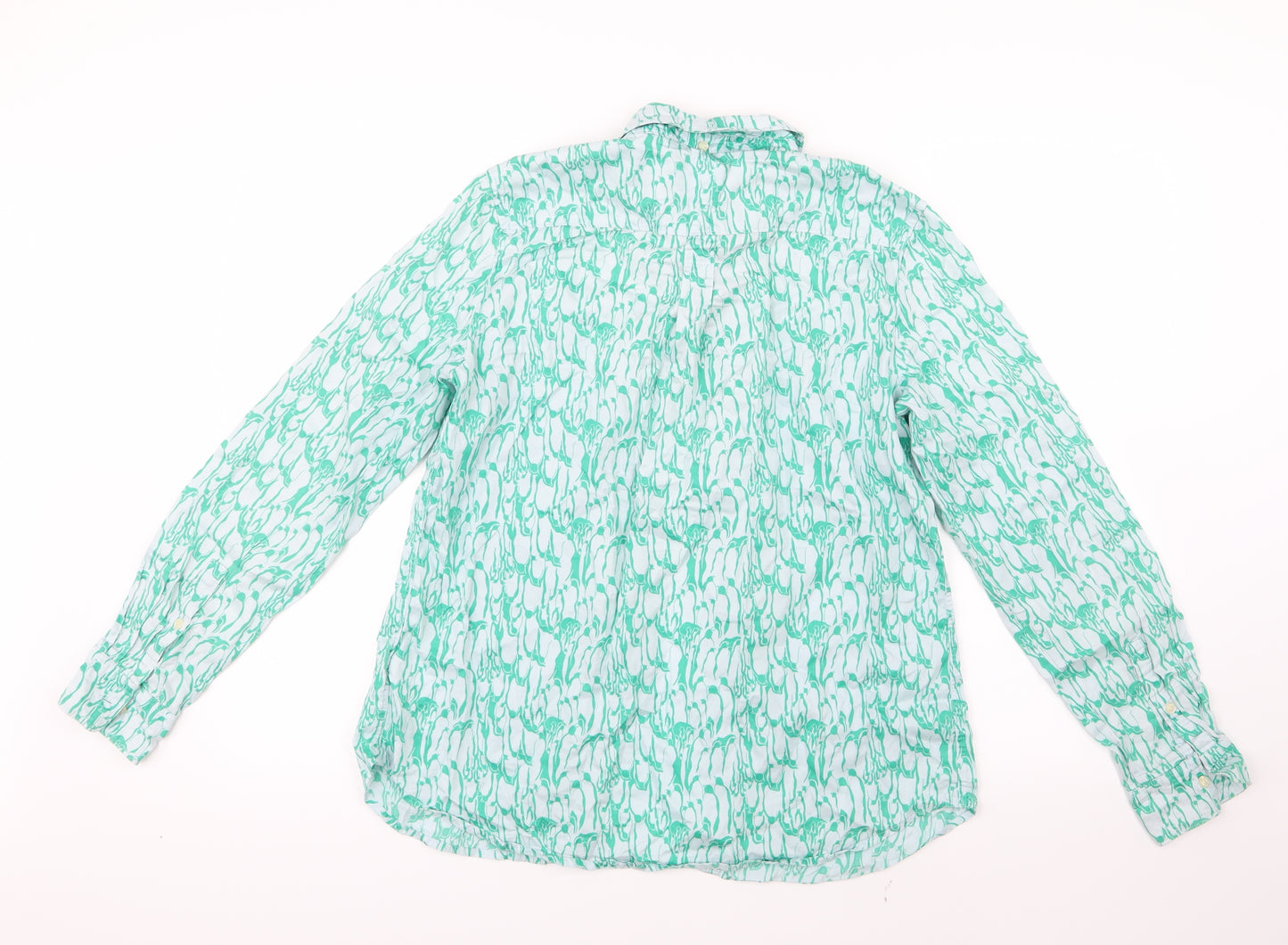 Gap Womens Green Geometric  Basic Button-Up Size M