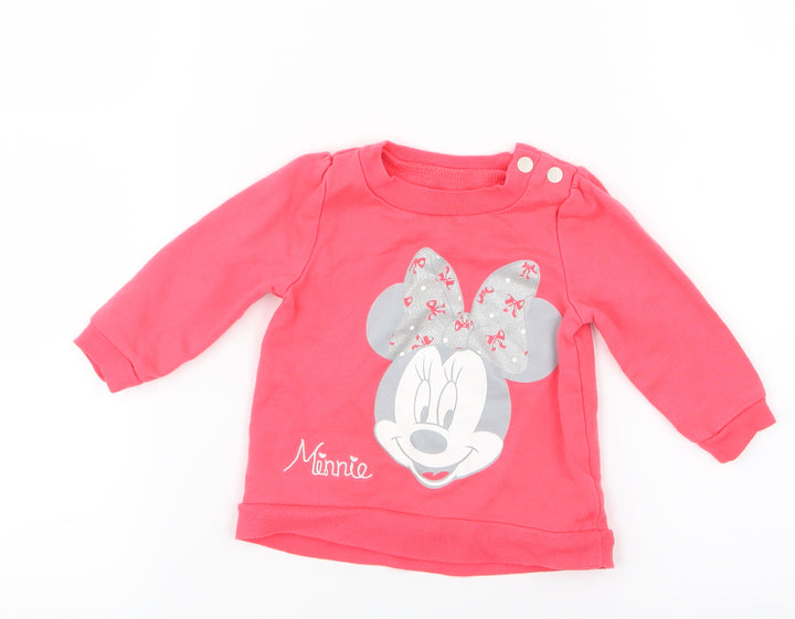 George Girls Pink Pullover Jumper Size 0-3 Months - Minnie Mouse