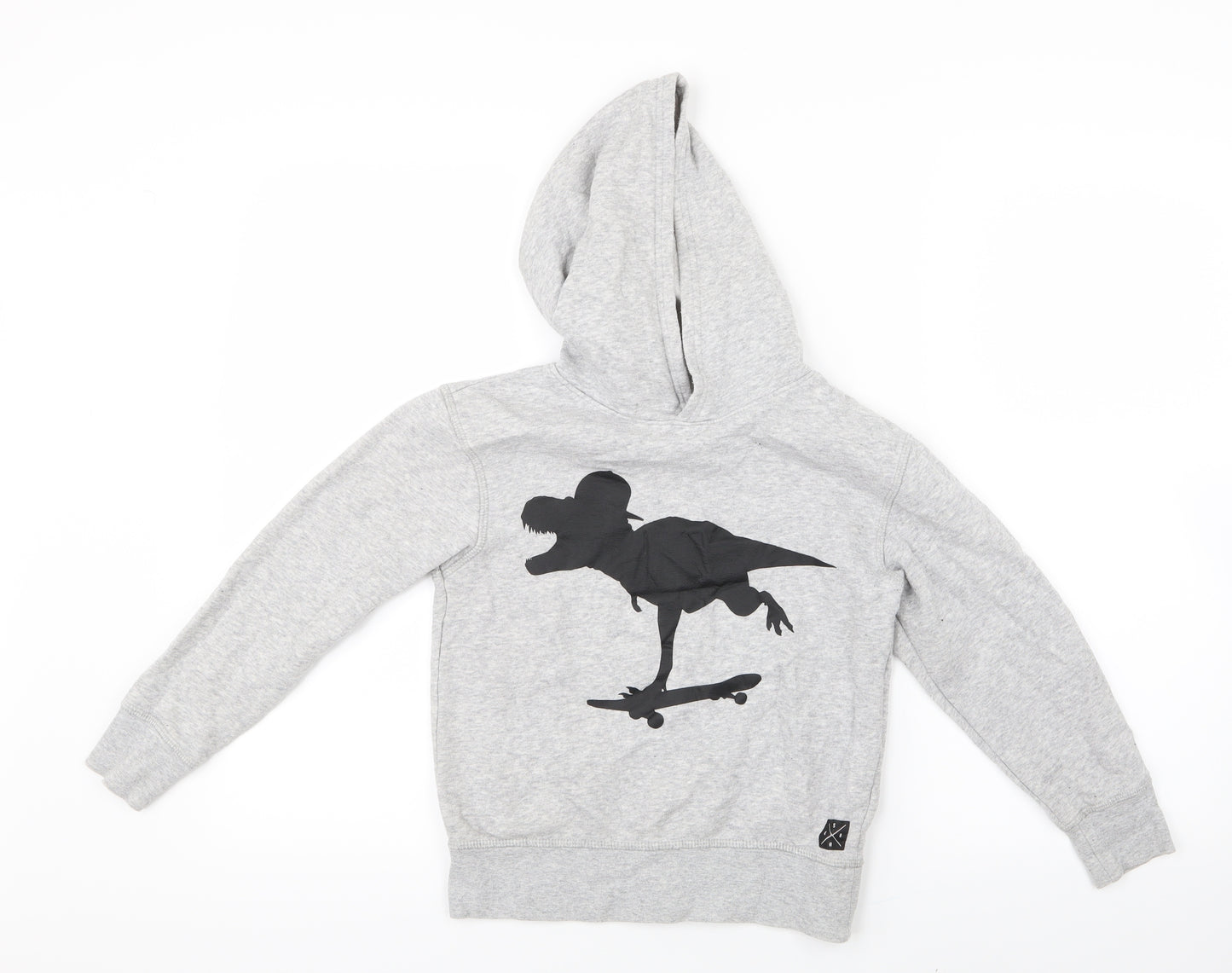 H&M Boys Grey   Pullover Hoodie Size 7-8 Years  - Dinosaur