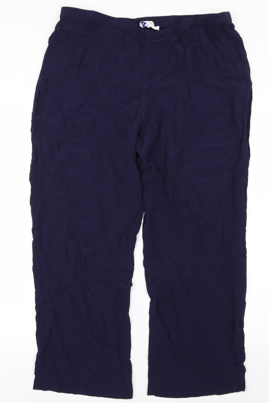 Front view of Gray & Osbourn women’s blue trousers, size UK 18, 24.5-inch leg
