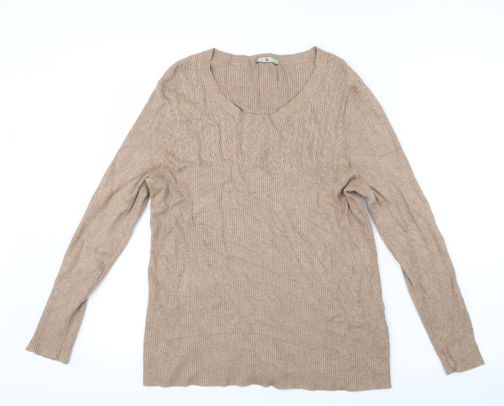 TU Womens Beige Knit Pullover Jumper Size 18