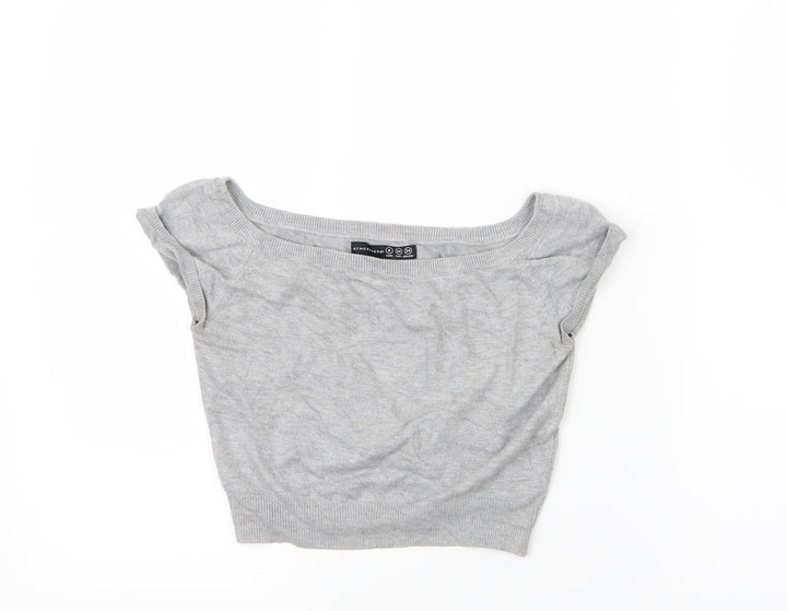 Atmosphere Womens Grey  Knit Cropped T-Shirt Size 8