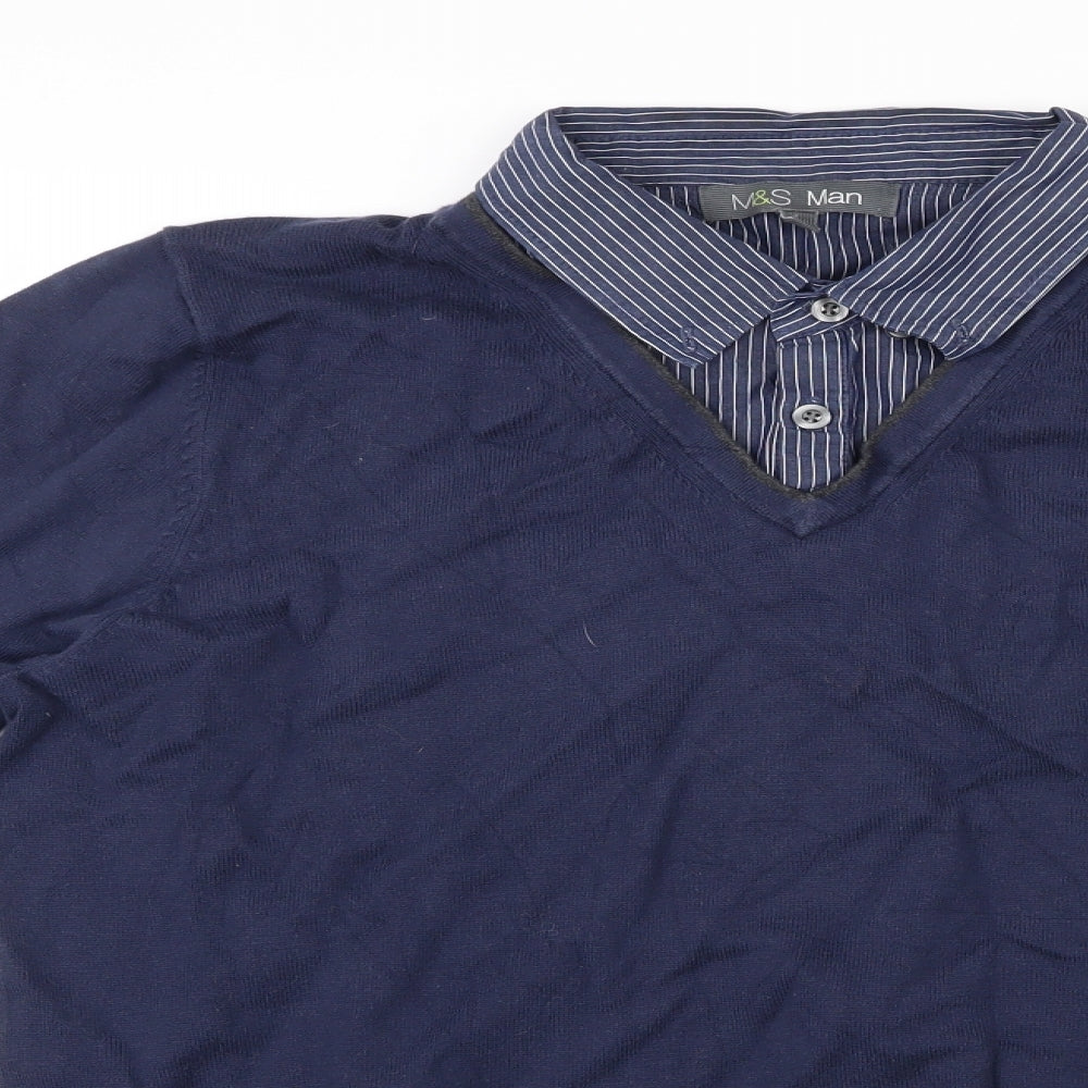 Marks and Spencer Mens Blue  Knit Pullover Jumper Size M