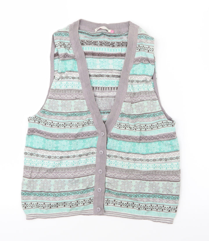 Salt Water Womens Green Geometric Knit Cardigan Jumper Size S  - Christmas