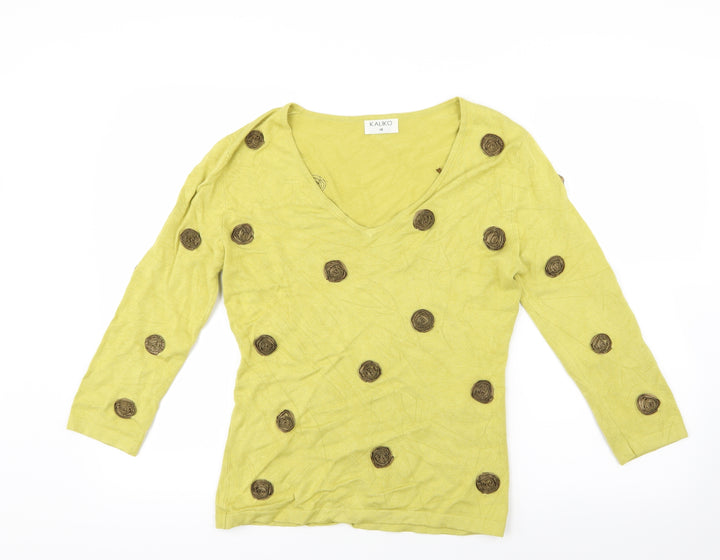 Kaliko Womens Yellow Knit Pullover Jumper Size 10