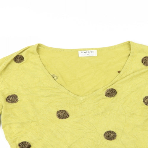 Kaliko Womens Yellow  Knit Pullover Jumper Size 10