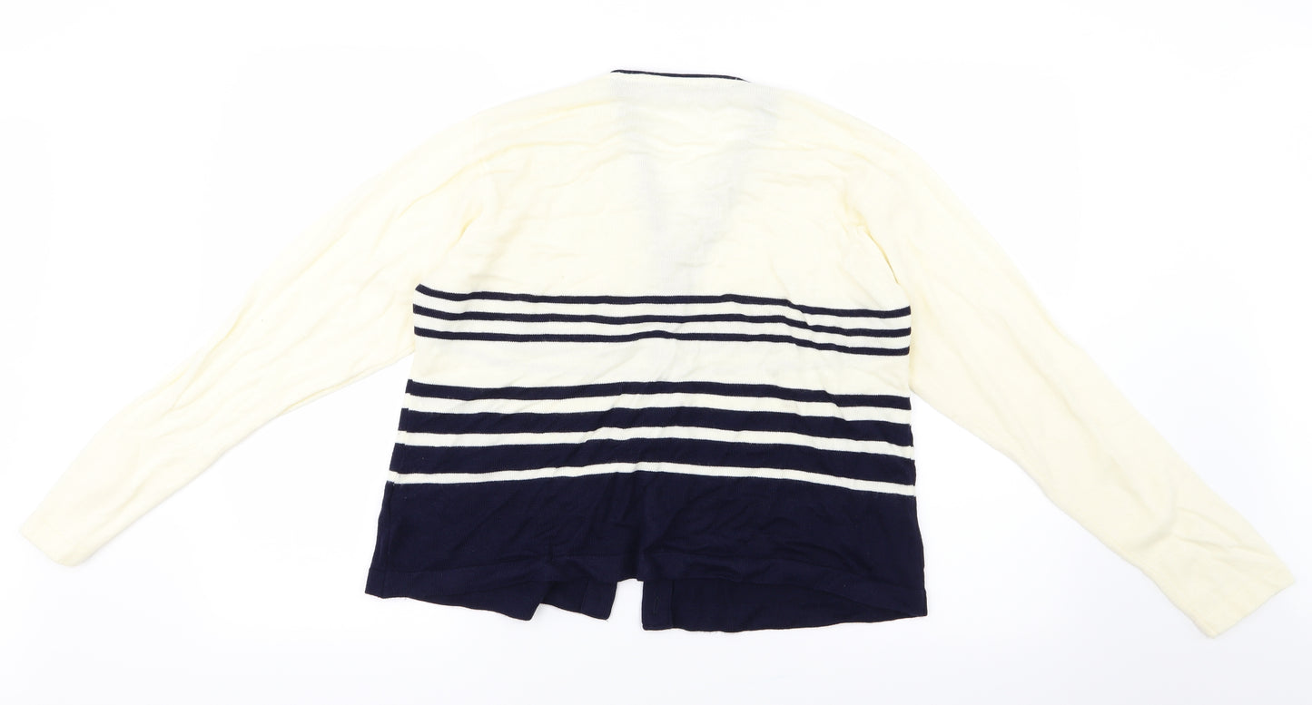 Janique Womens Blue Striped Knit Cardigan Jumper Size L