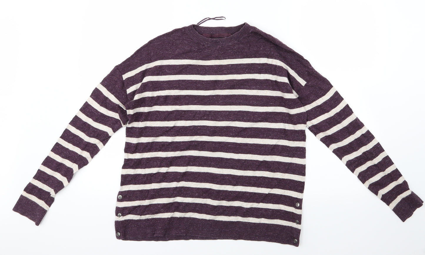Fat Face Womens Purple Striped  Basic T-Shirt Size 12