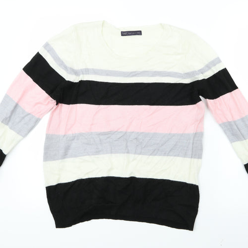 Marks and Spencer Womens Pink Striped Knit Pullover Jumper Size 14