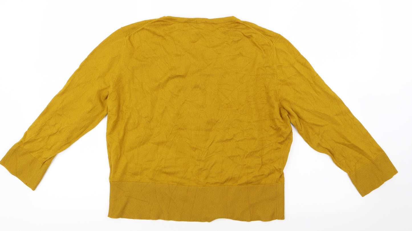 Hobbs Womens Yellow  Knit Cardigan Jumper Size L