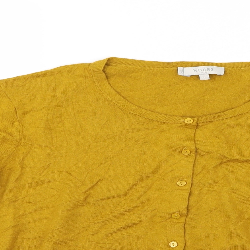 Hobbs Womens Yellow  Knit Cardigan Jumper Size L