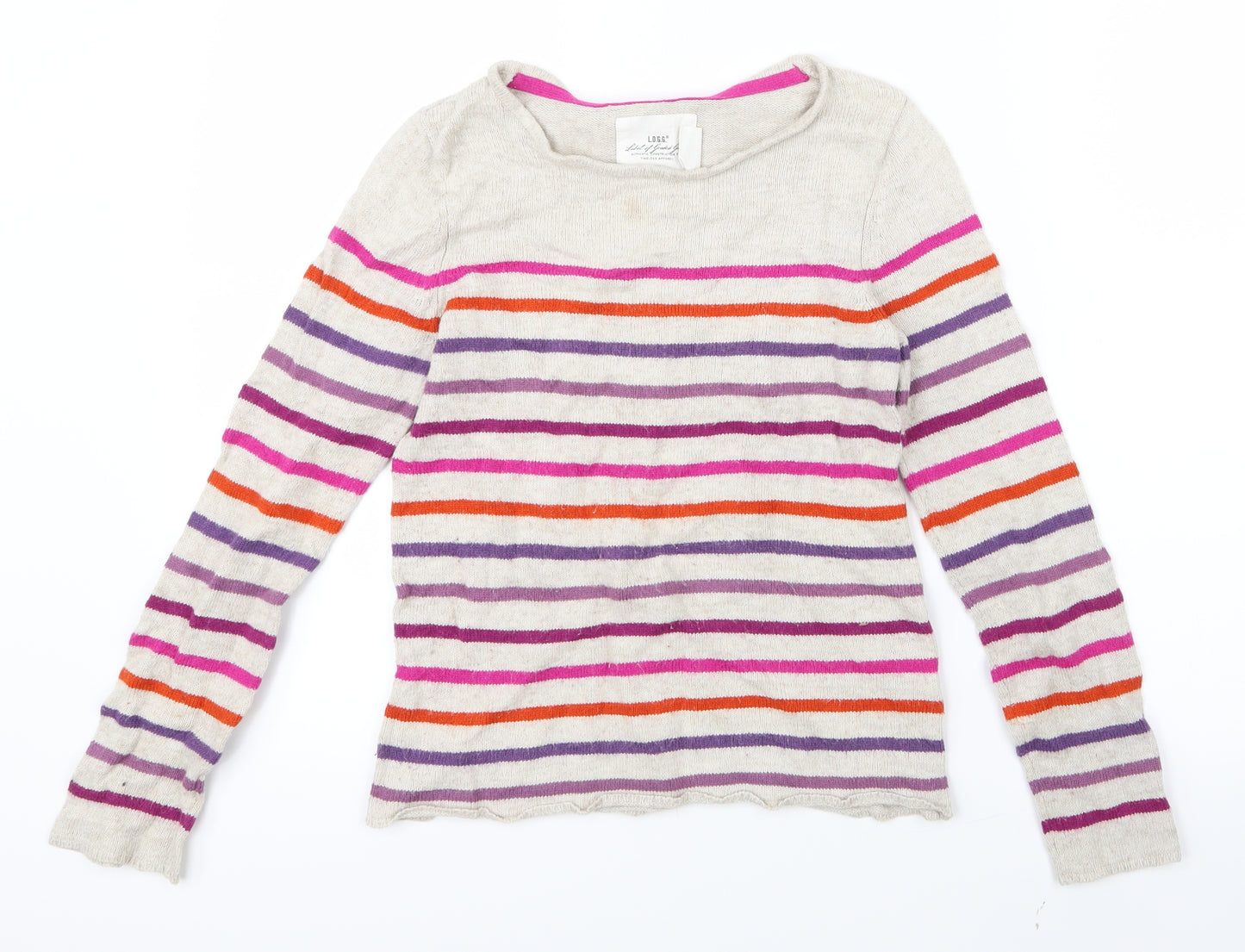 H&M Girls Pink Striped Knit Pullover Jumper Size 11-12 Years
