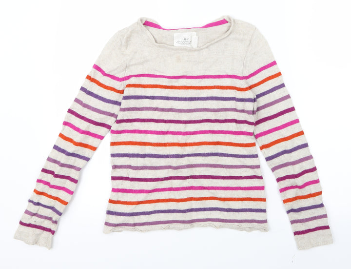 H&M Girls Pink Striped Knit Pullover Jumper Size 11-12 Years