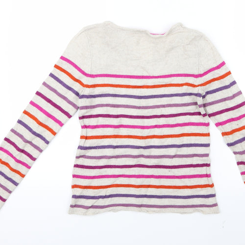 H&M Girls Pink Striped Knit Pullover Jumper Size 11-12 Years