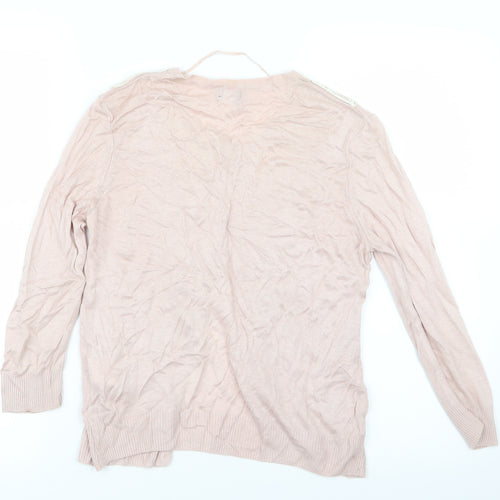 H&M Womens Pink  Knit Cardigan Jumper Size 6  - Lace Detail