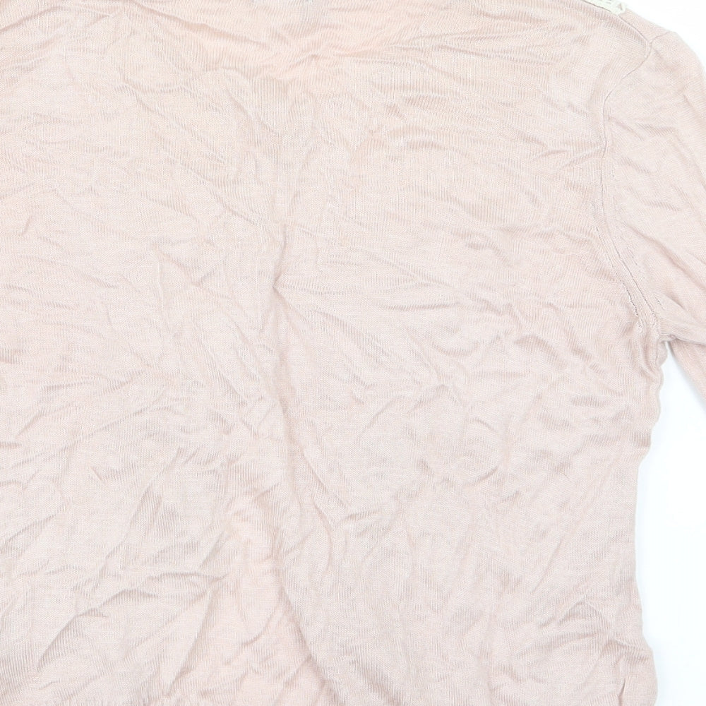 H&M Womens Pink  Knit Cardigan Jumper Size 6  - Lace Detail