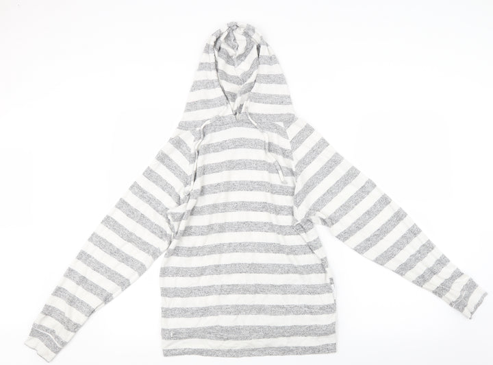 Love to Lounge Womens Grey Striped  Pullover Hoodie Size 4