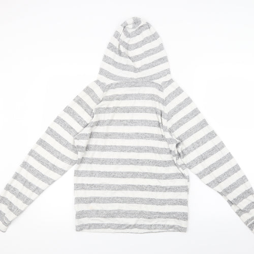 Love to Lounge Womens Grey Striped  Pullover Hoodie Size 4