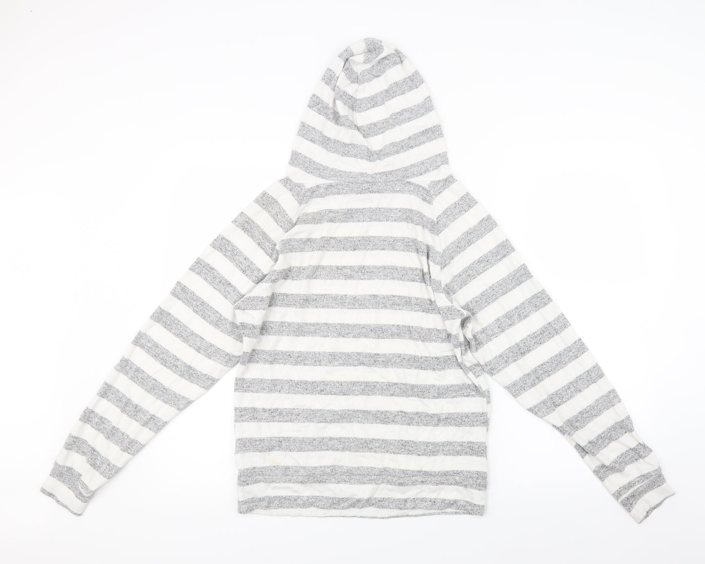 Love to Lounge Womens Grey Striped  Pullover Hoodie Size 4