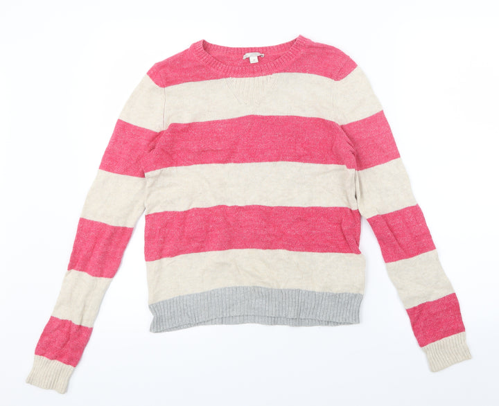 Gap Womens Pink Striped Knit Pullover Jumper Size S