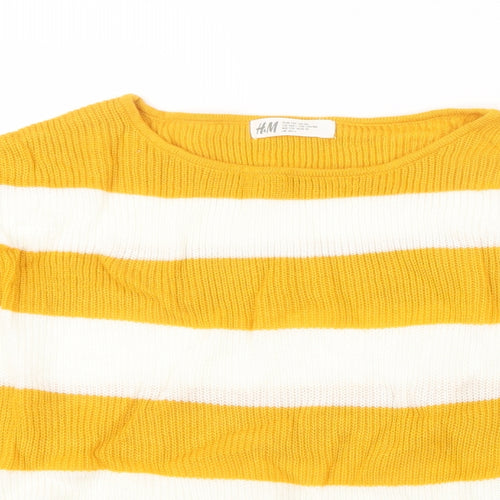 H&M Girls Yellow Striped Knit Pullover Jumper Size 15 Years