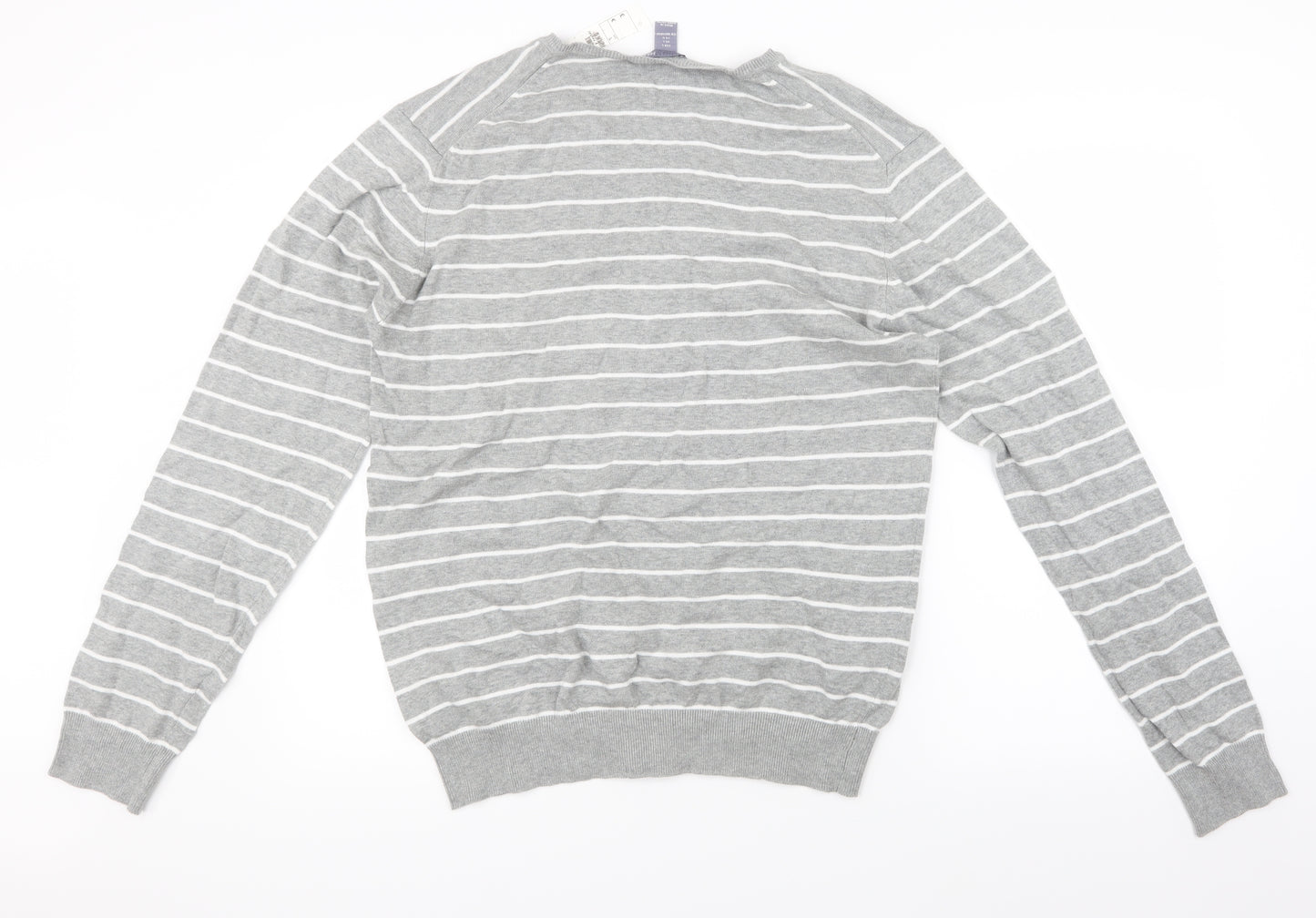 H&M Womens Grey Striped Knit Pullover Jumper Size 14
