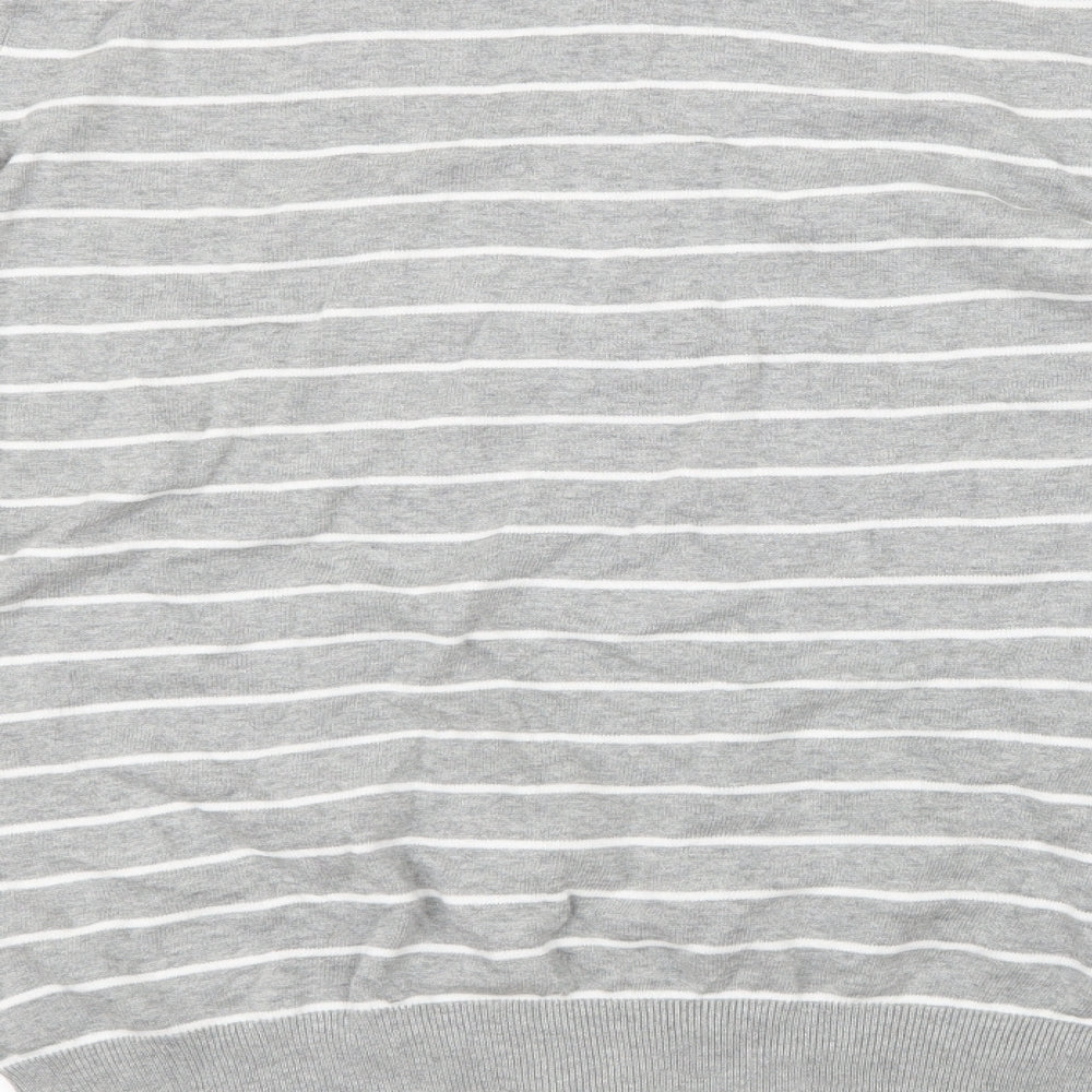 H&M Womens Grey Striped Knit Pullover Jumper Size 14