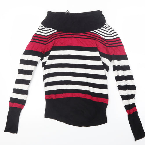 Marks and Spencer Womens Black Striped Knit Pullover Jumper Size 12