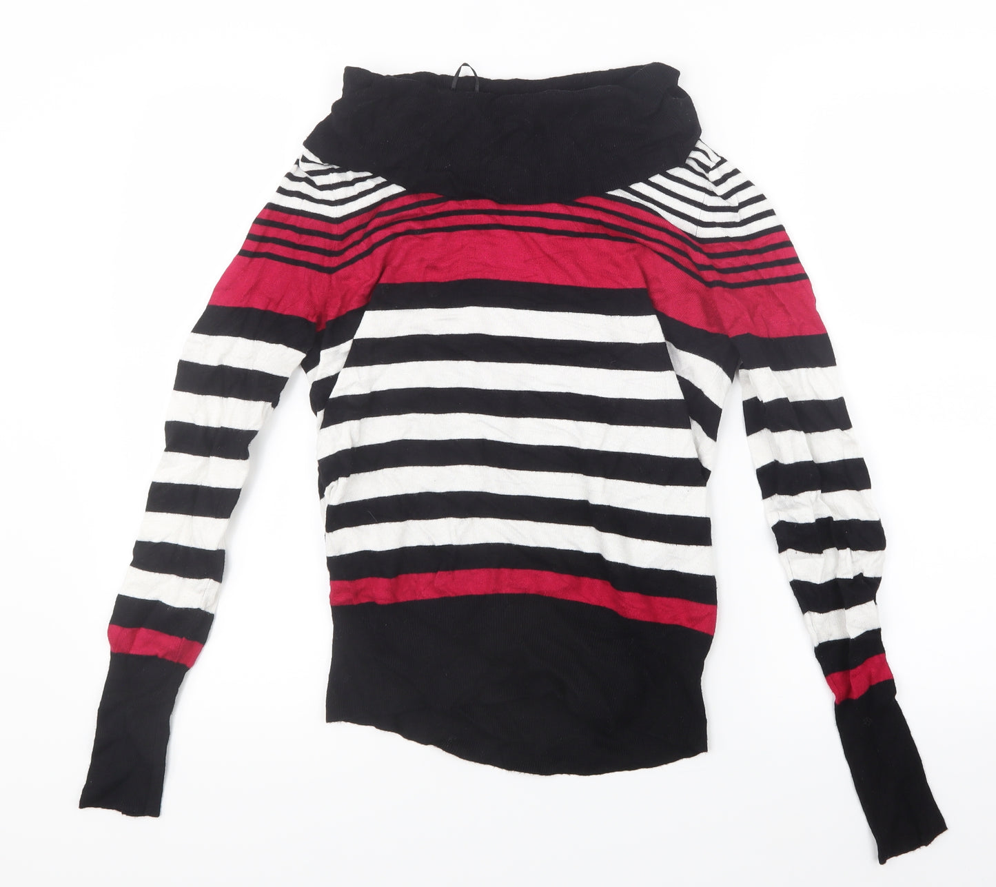Marks and Spencer Womens Black Striped Knit Pullover Jumper Size 12