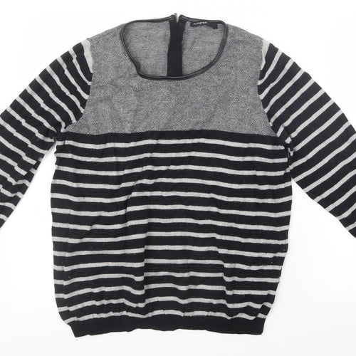 Autograph Womens Grey Striped Knit Pullover Jumper Size 18