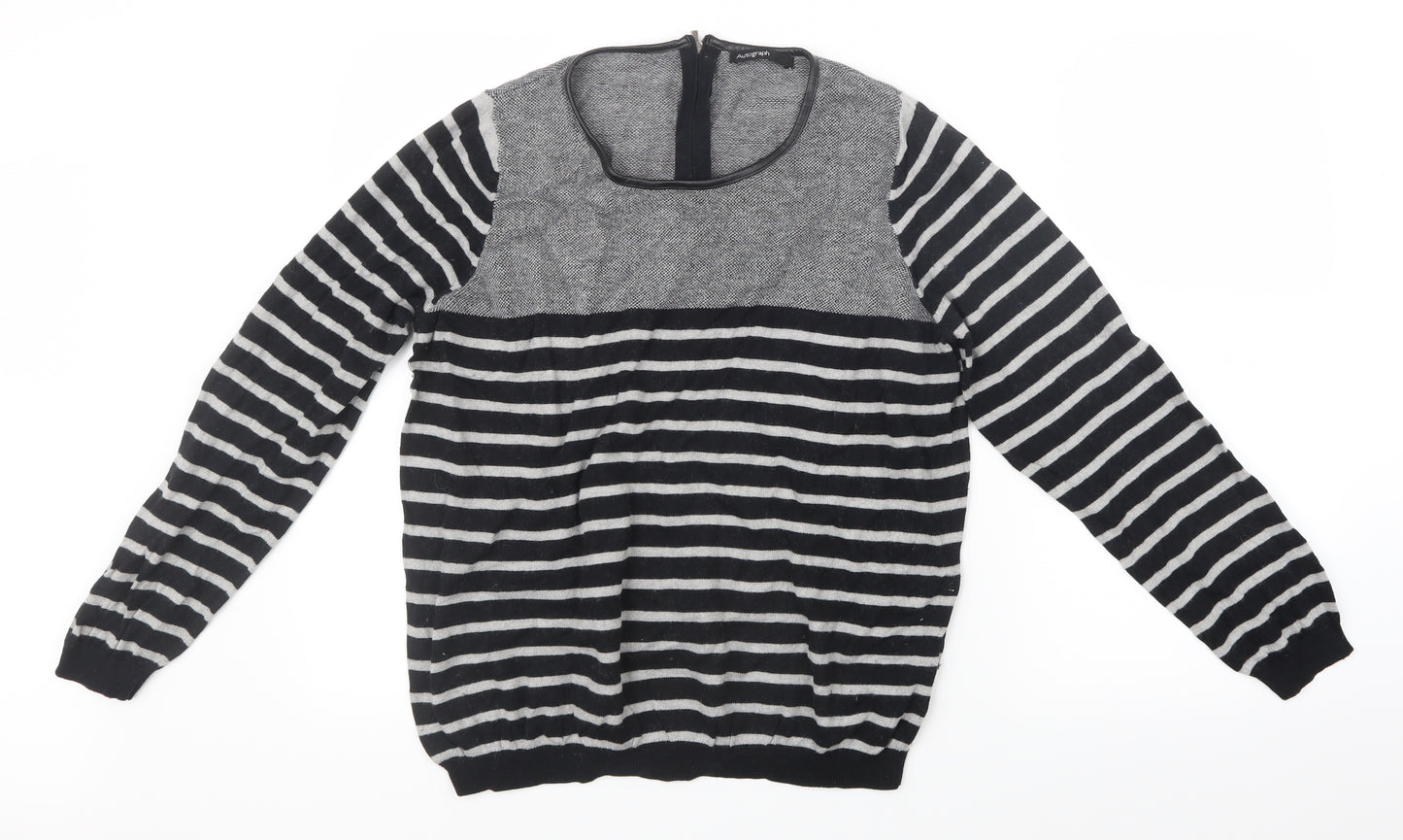 Autograph Womens Grey Striped Knit Pullover Jumper Size 18