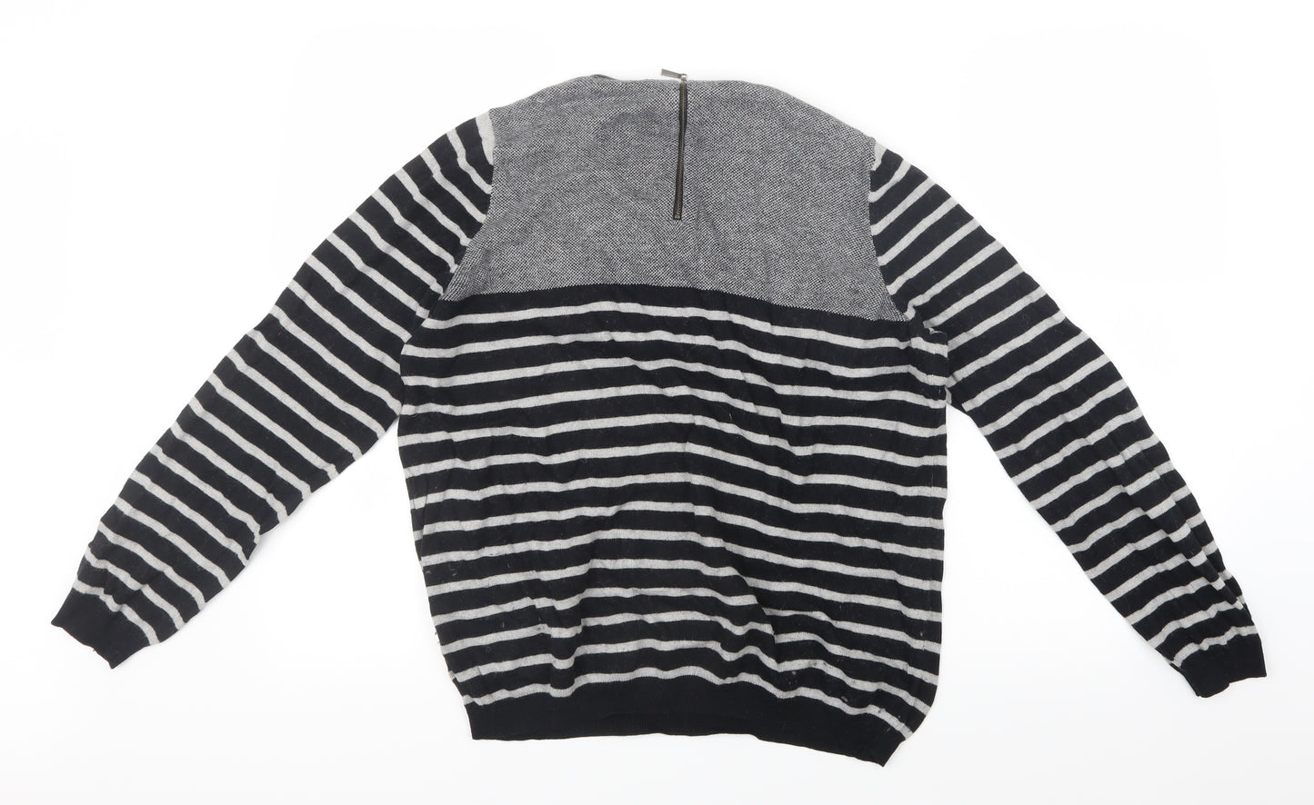 Autograph Womens Grey Striped Knit Pullover Jumper Size 18