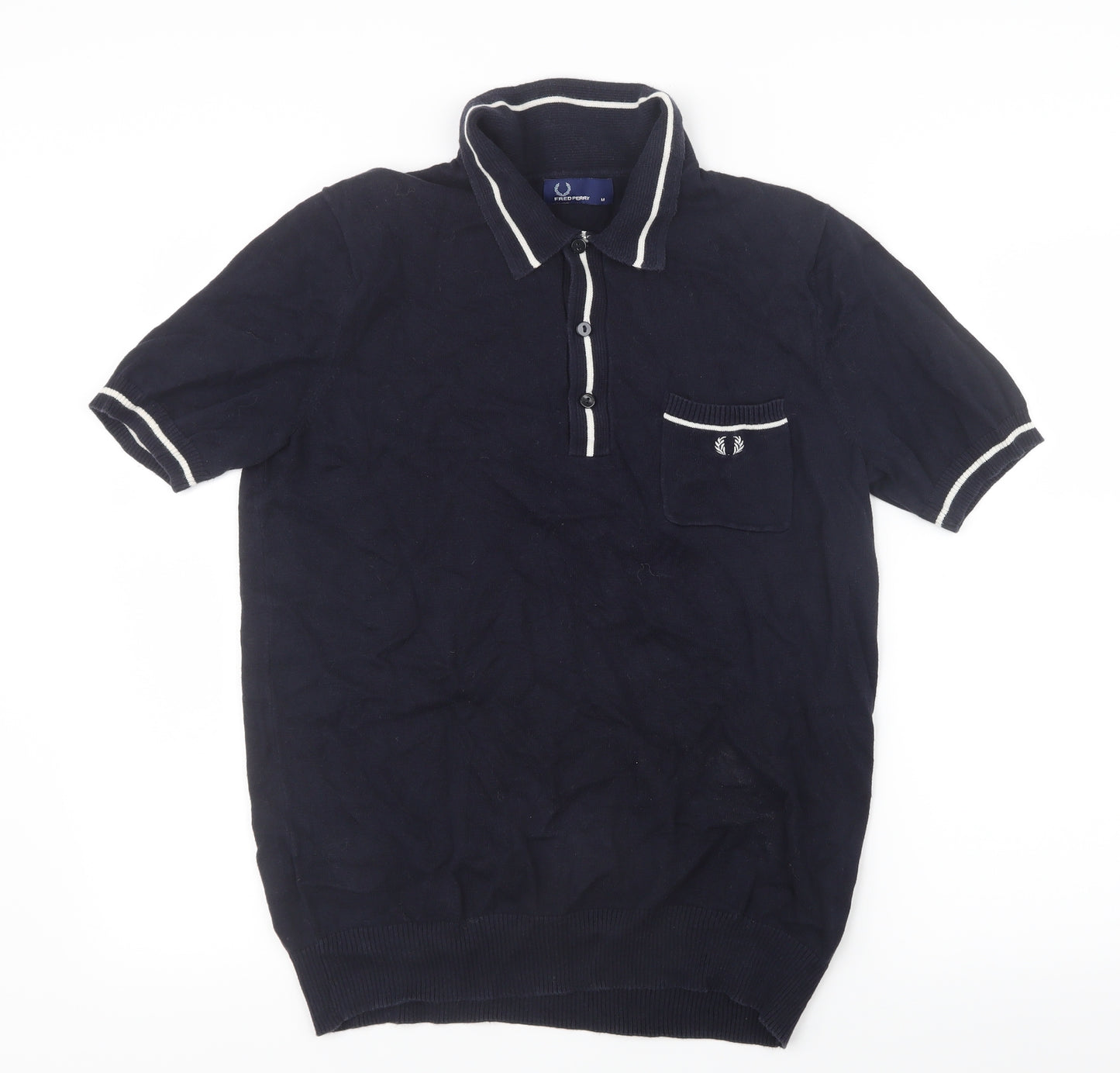 Fred Perry Mens Blue  Knit  Polo Size M