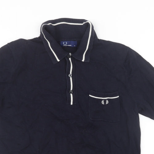 Fred Perry Mens Blue  Knit  Polo Size M