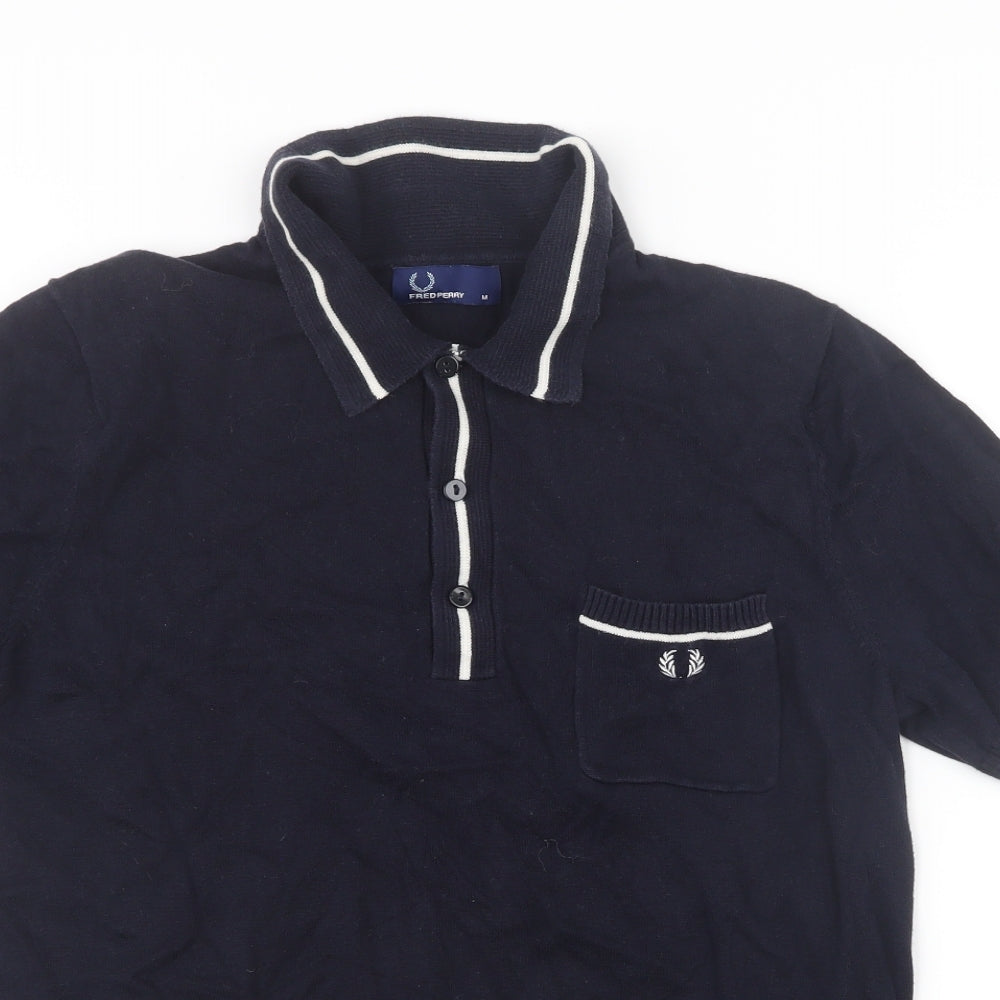 Fred Perry Mens Blue  Knit  Polo Size M
