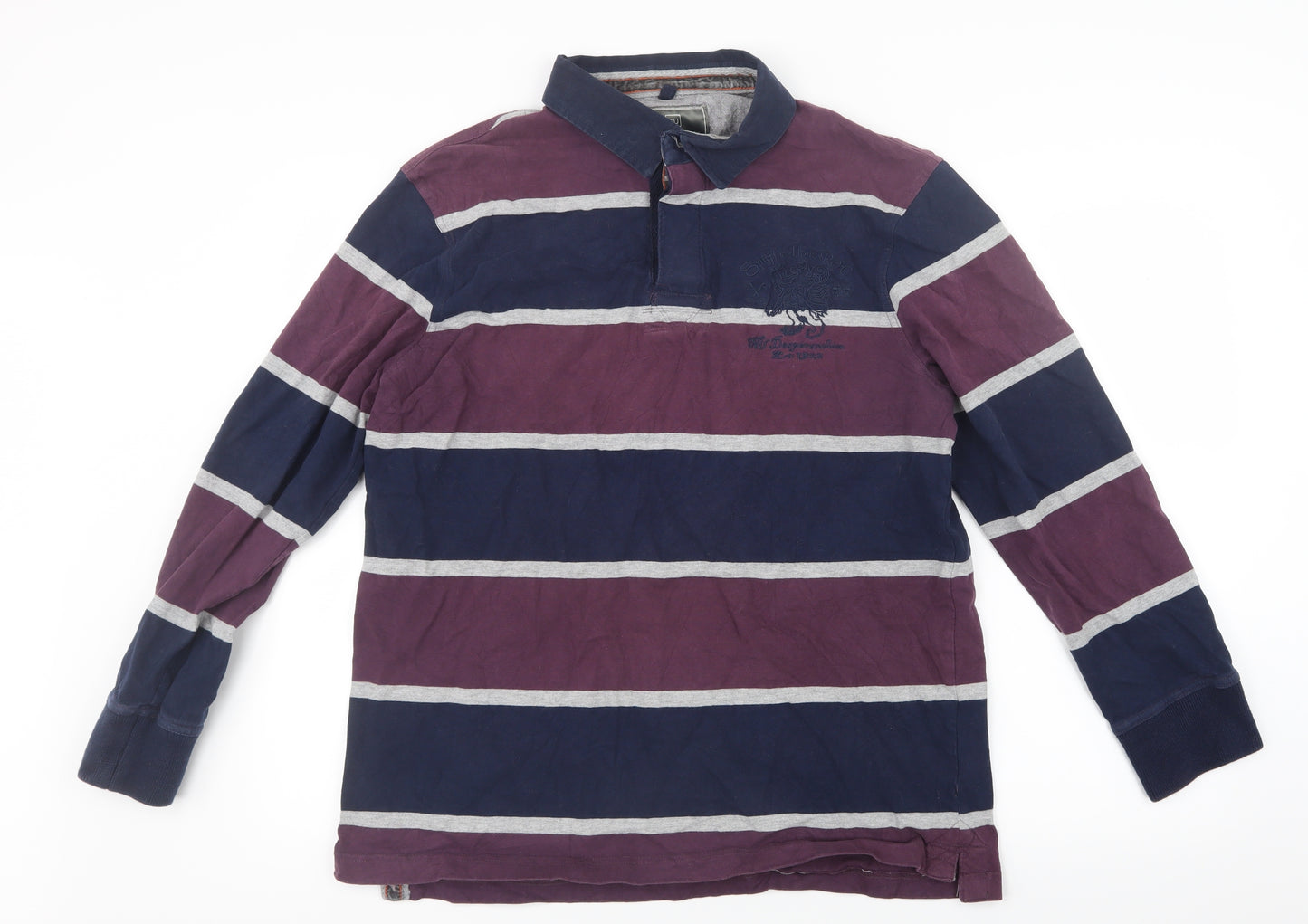 TU Mens Purple Striped   T-Shirt Size L