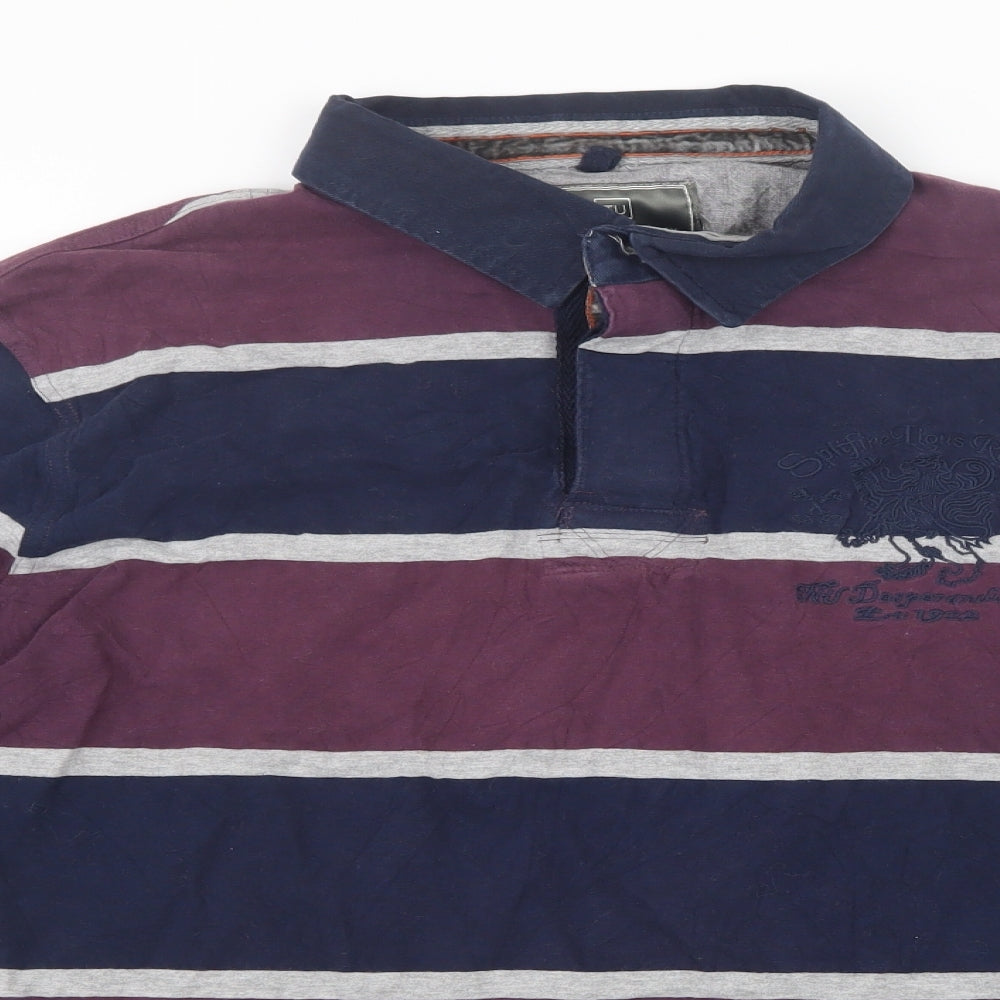 TU Mens Purple Striped   T-Shirt Size L