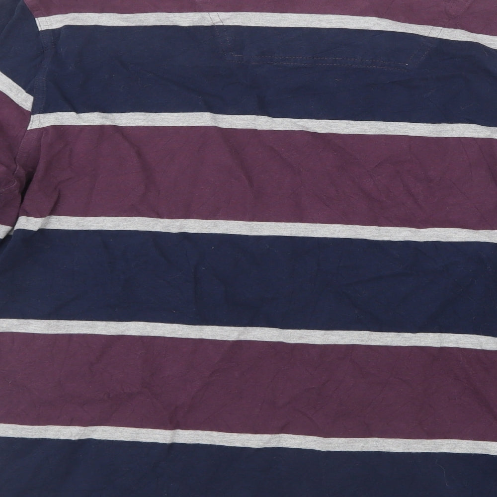 TU Mens Purple Striped   T-Shirt Size L