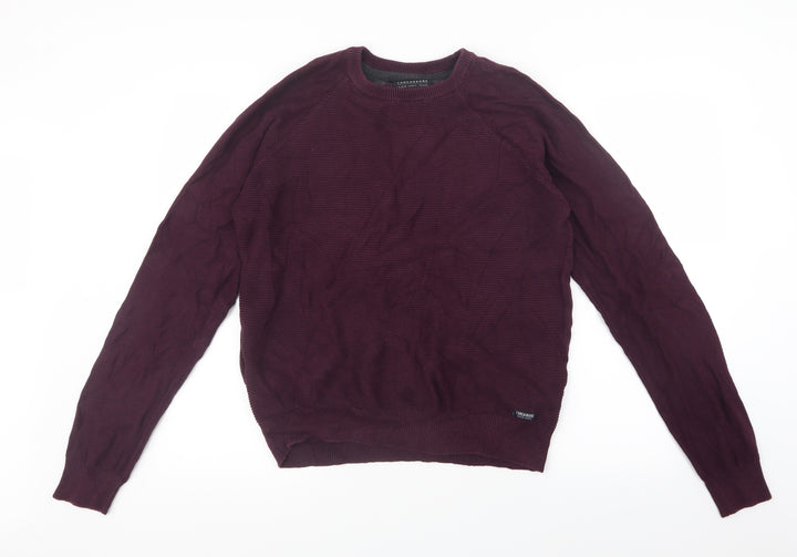 Threadbare Mens Purple Knit Pullover Jumper Size M