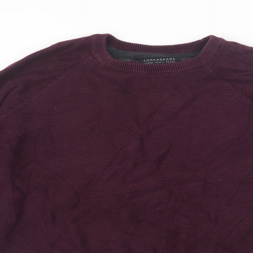 Threadbare Mens Purple  Knit Pullover Jumper Size M
