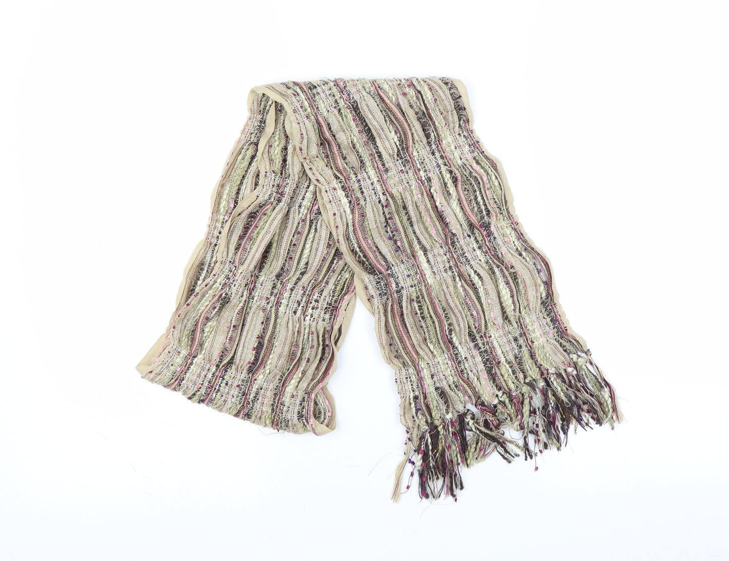 Preworn Womens Beige    Scarf   - fringe detail