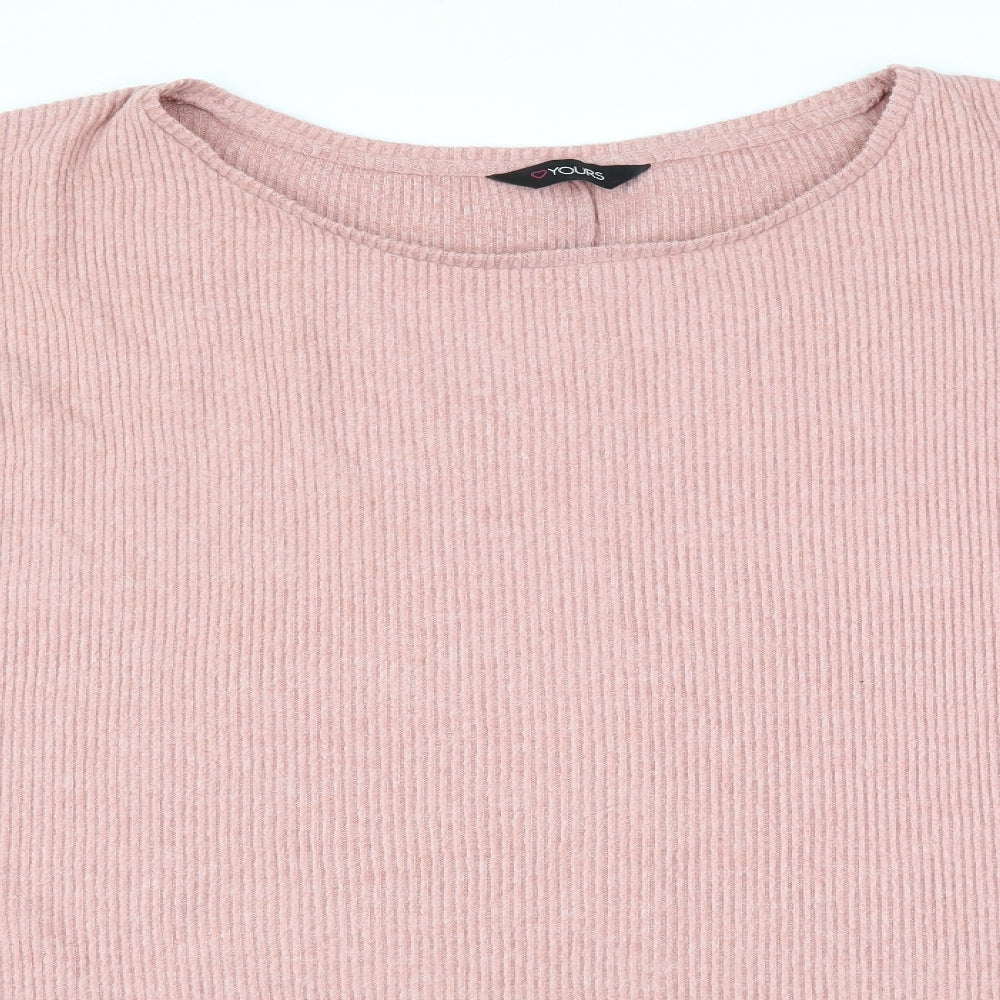 Yours Womens Pink   Pullover Jumper Size 26  - button sleeve detail