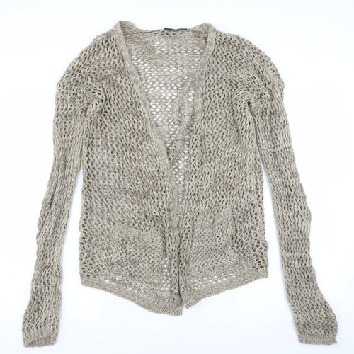 internationale Womens Beige   Cardigan Jumper Size 12  - open knit