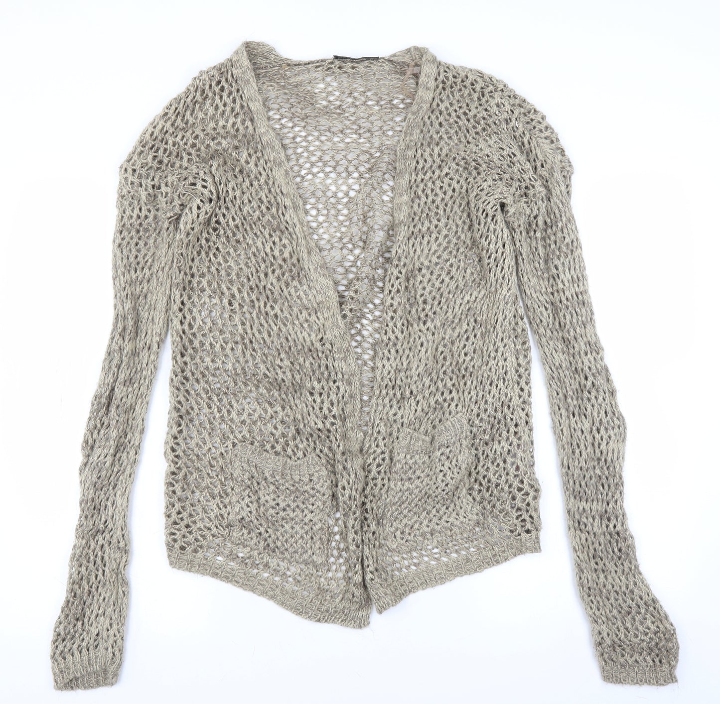 internationale Womens Beige   Cardigan Jumper Size 12  - open knit