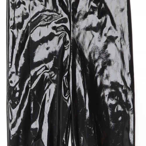 Rebellious Womens Black   Trousers  Size 8 L26 in - wet look
