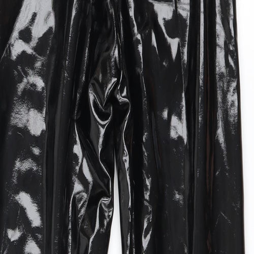 Rebellious Womens Black   Trousers  Size 8 L26 in - wet look