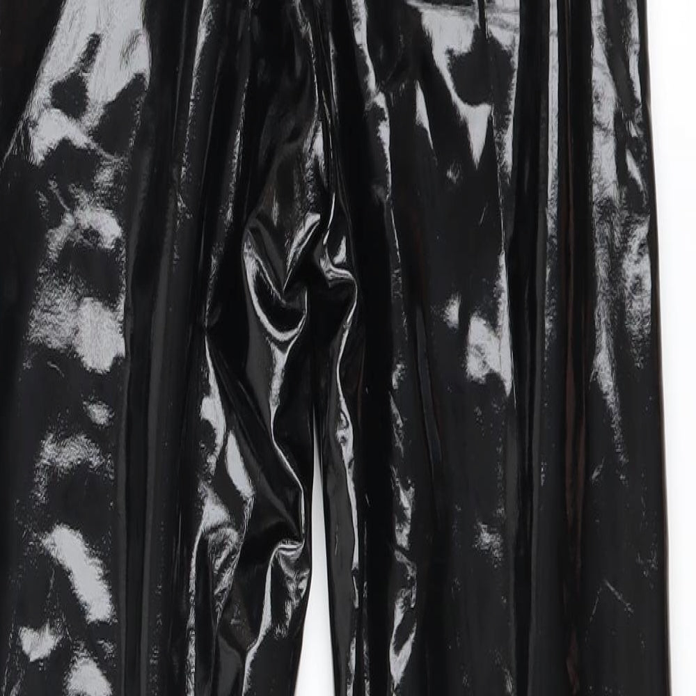 Rebellious Womens Black   Trousers  Size 8 L26 in - wet look